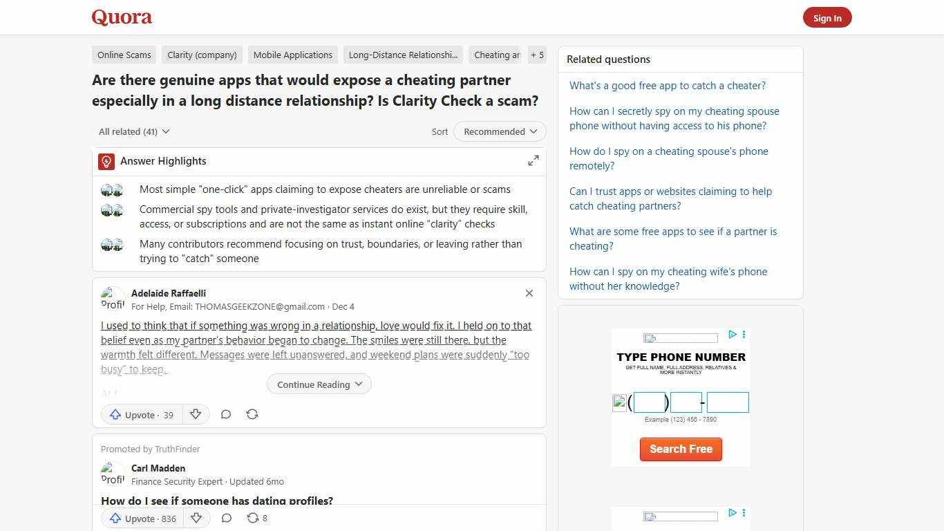 Are there genuine apps that would expose a cheating partner especially in a long distance relationship? Is Clarity Check a scam? - Quora